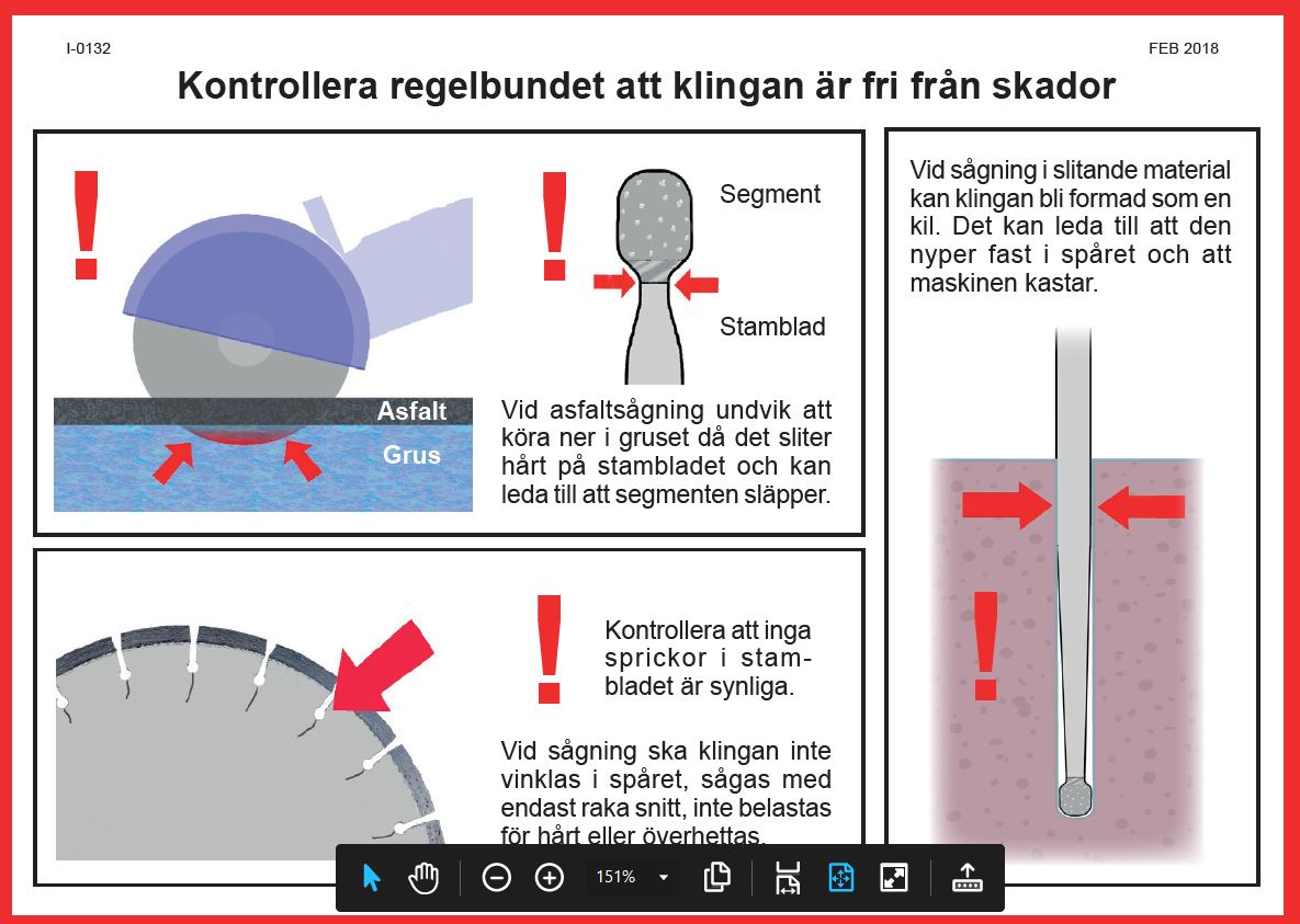 öryggisleiðbeiningar þegar sagað er með vélsög
