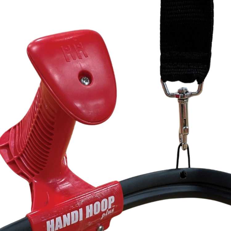 Handfang og ól á stórum ruslapokahaldara